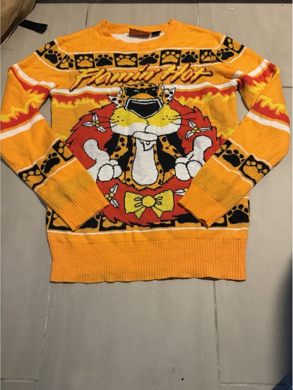 Flaming Hot Ugly Sweater Chester Cheeto Orange And Red S Unisex 2020 Pepsi Co